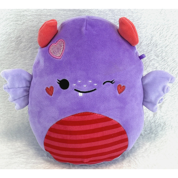 Squishmallows Valentines Atwater Love Monster Plush 8" Purple Heart Wings - Picture 1 of 7